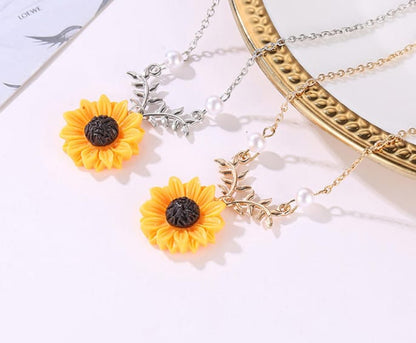 Conjunto De Collar De Girasol Y Arete